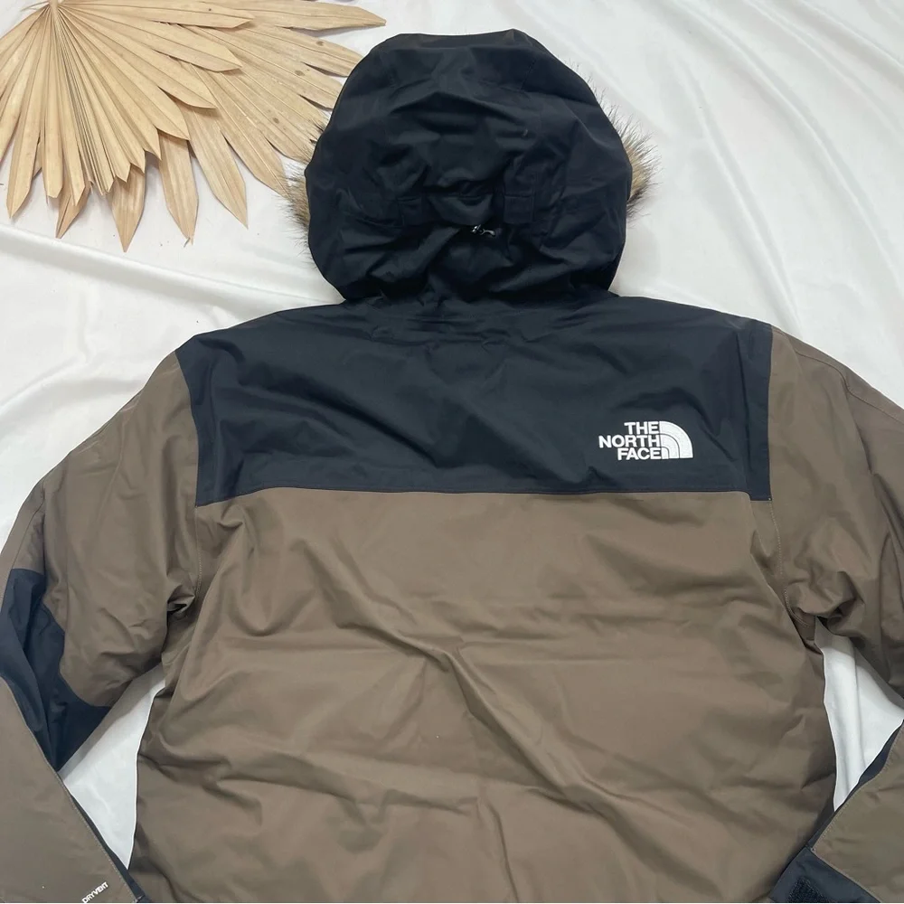 The North Face Bedford Down Insulated Smokey Brown Black Fur Parka Jacket Coat